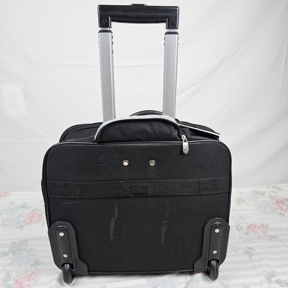 Protege Black Rolling Travel Laptop Briefcase Wheeled Luggage Carry On Bag - Picture 9 of 16